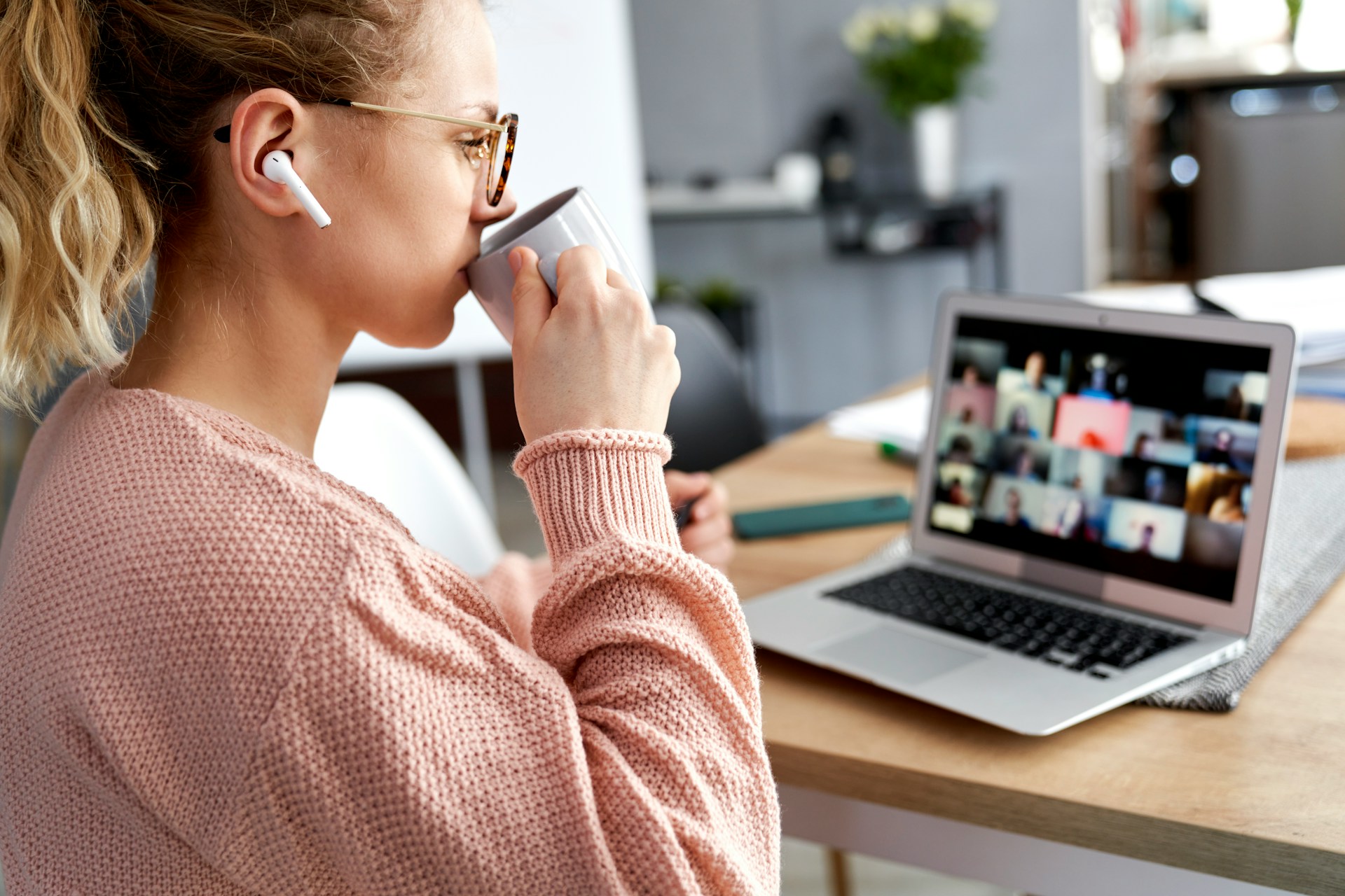 Woman on webinar